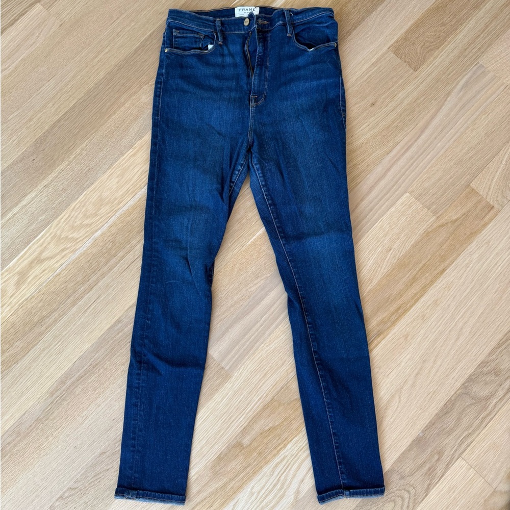 Frame Denim Ali High Rise Skinny Dark Blue Jeans